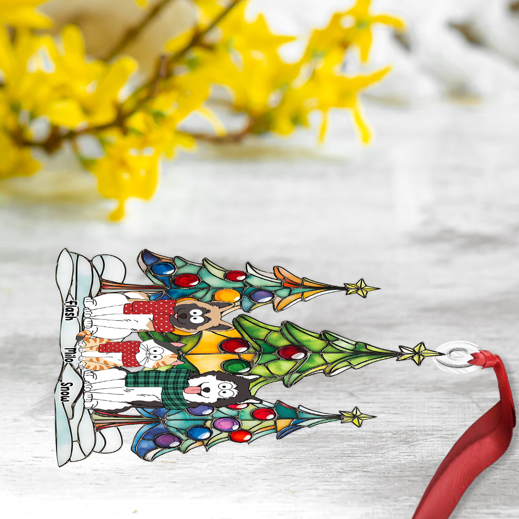 Joyeux Noël pour nos animaux de compagnie - Ornement personnalisé en forme de chien