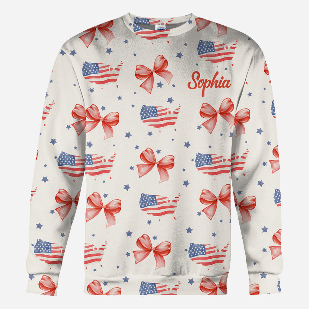 T-shirt Coquette American Girl personnalisé pour la fête nationale américaine (4 juillet)