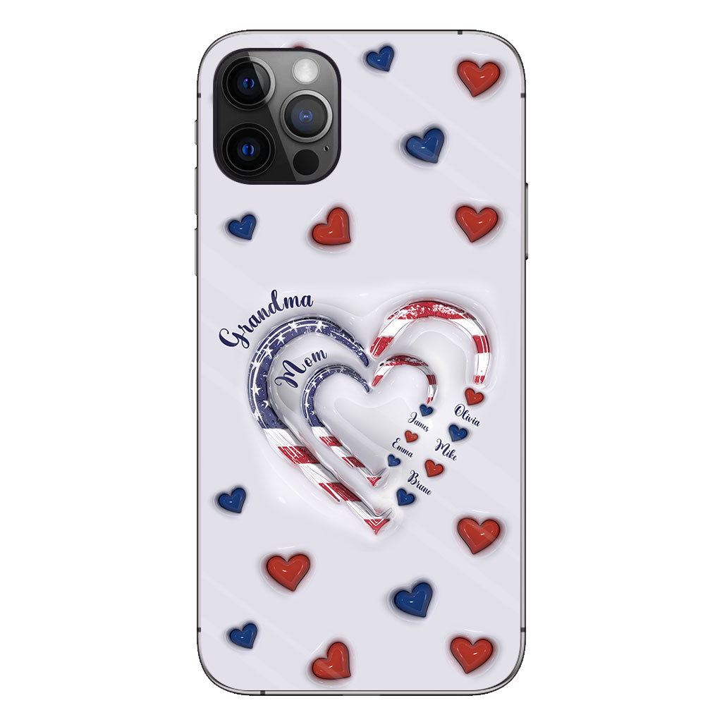 Coque de téléphone personnalisée « Cœurs de grand-mère » pour le 4 juillet