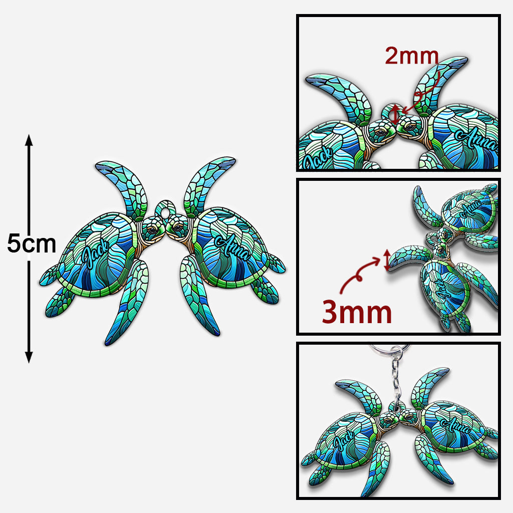 Porte-clés tortue personnalisé « J’adore les tortues »