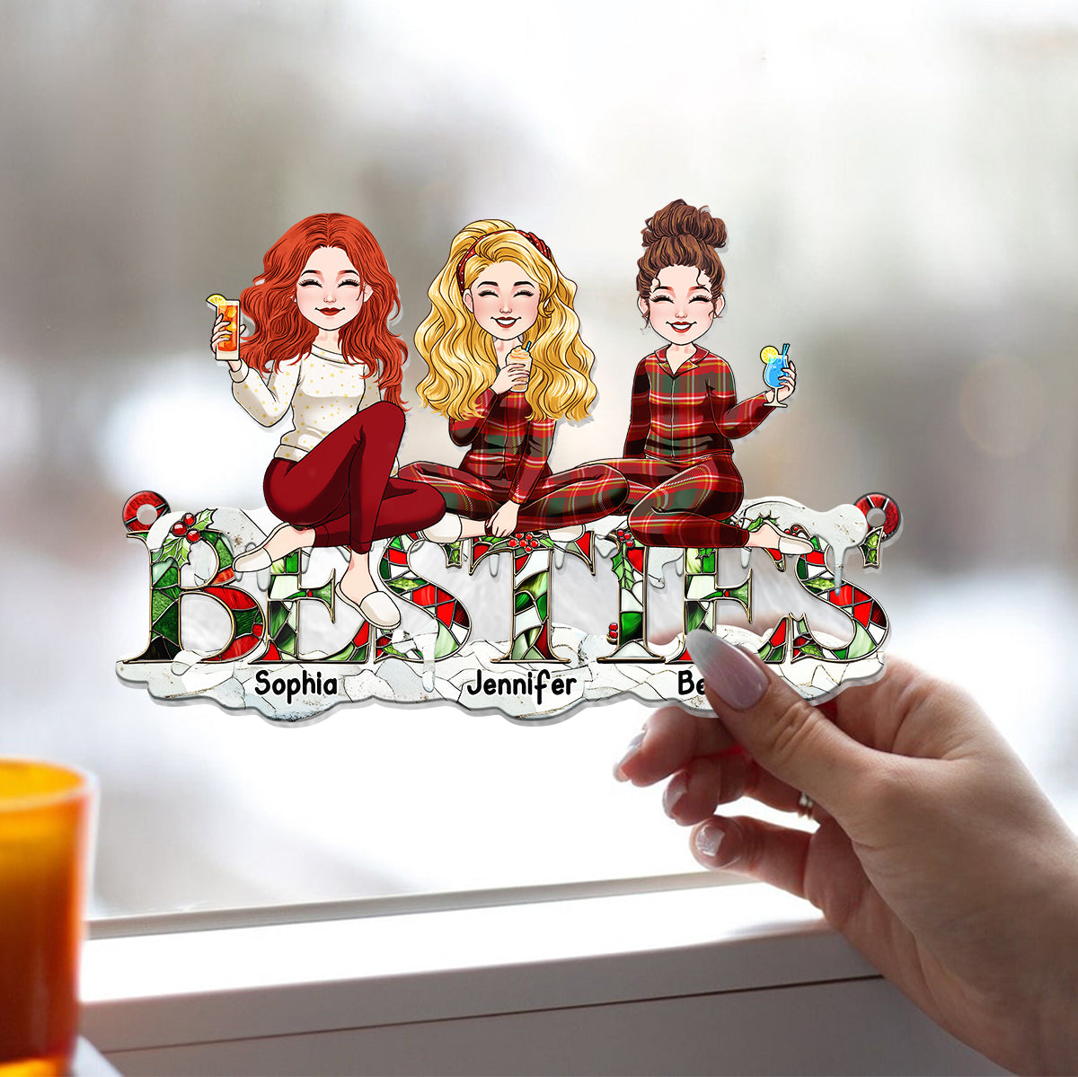 Meilleures amies pour toujours - Attrape-soleil personnalisé à suspendre à la fenêtre 