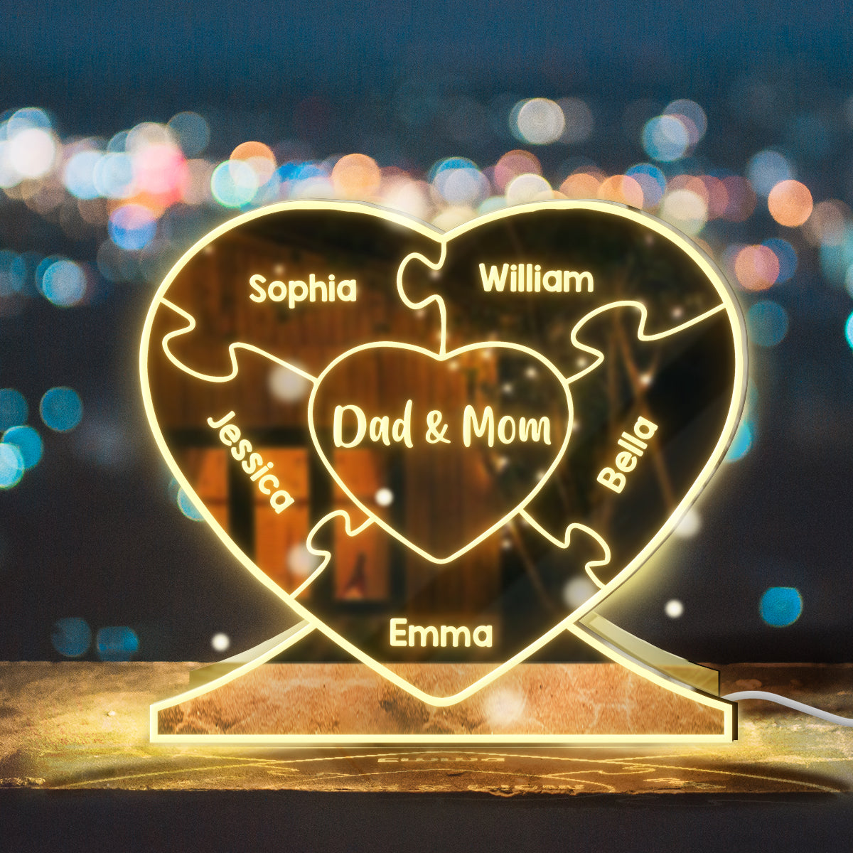Heart Family - Personalized Family Mirror Light