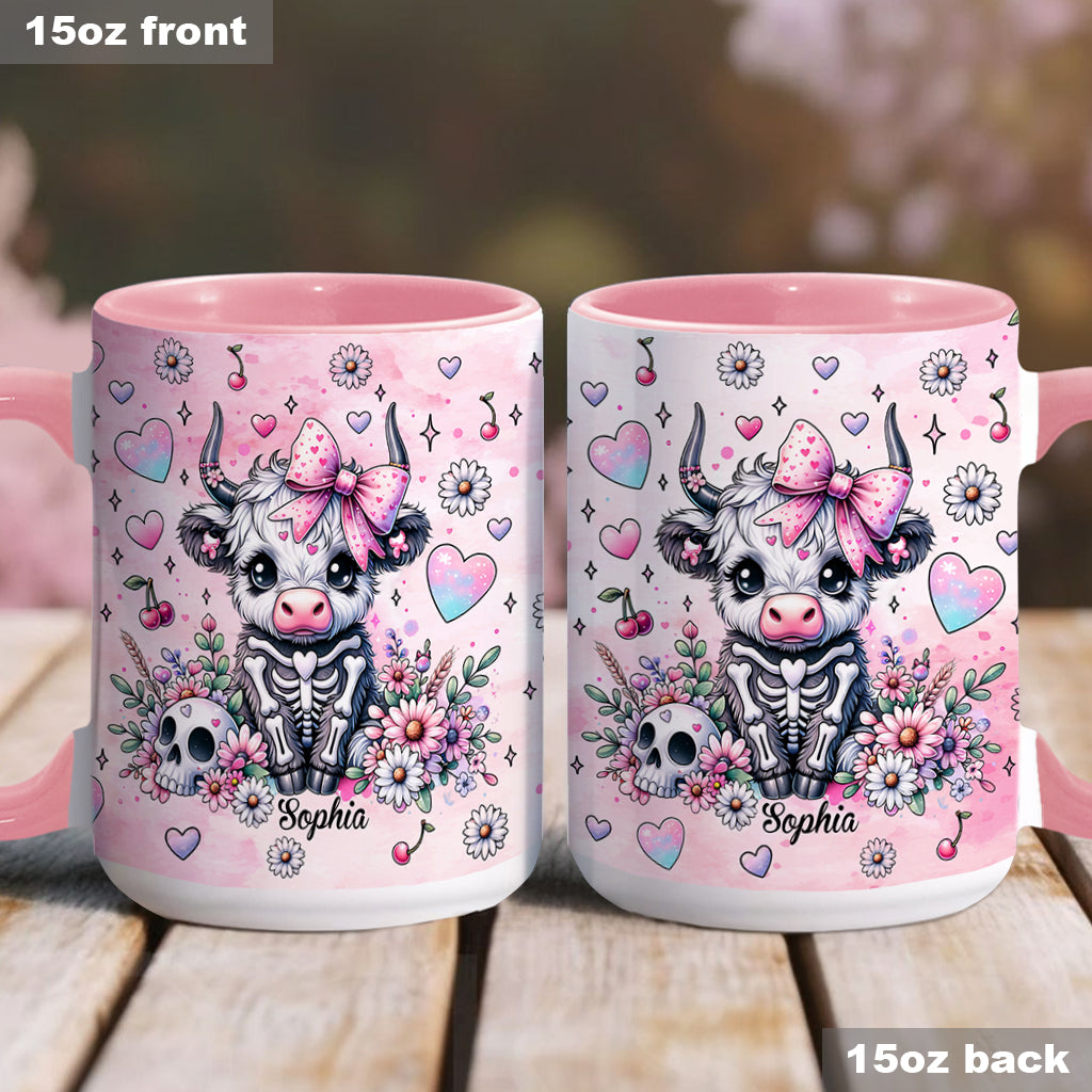 Mug personnalisé « Vache des Highlands d'Halloween mignonne et effrayante »