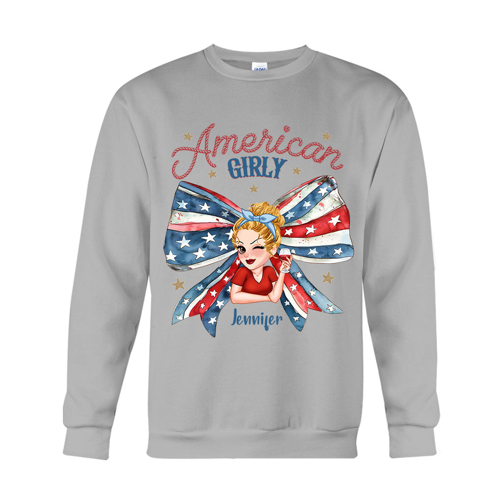 Coquette American Girl - T-shirt et sweat à capuche personnalisés pour la fête nationale américaine (4 juillet).