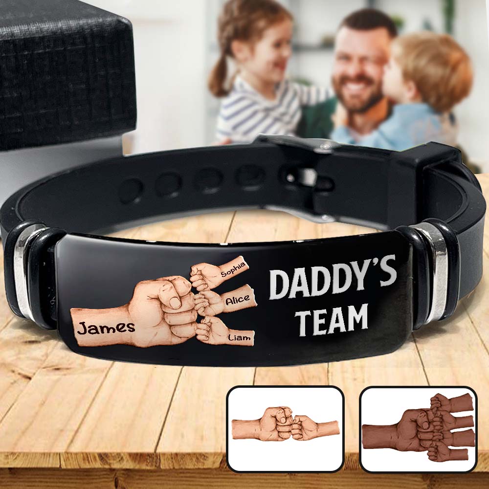 Bracelet personnalisé gravé « L'équipe de papa »