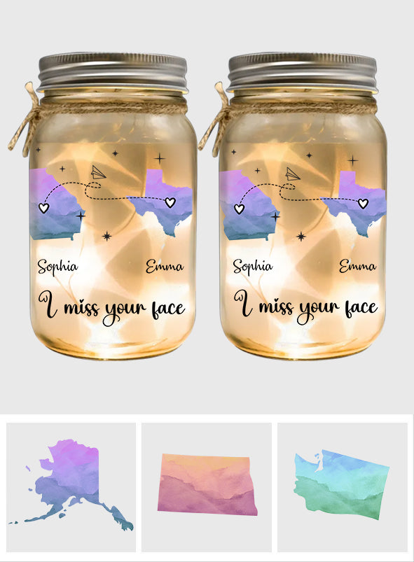I Miss Your Face - Personalized Bestie Mason Jar Light