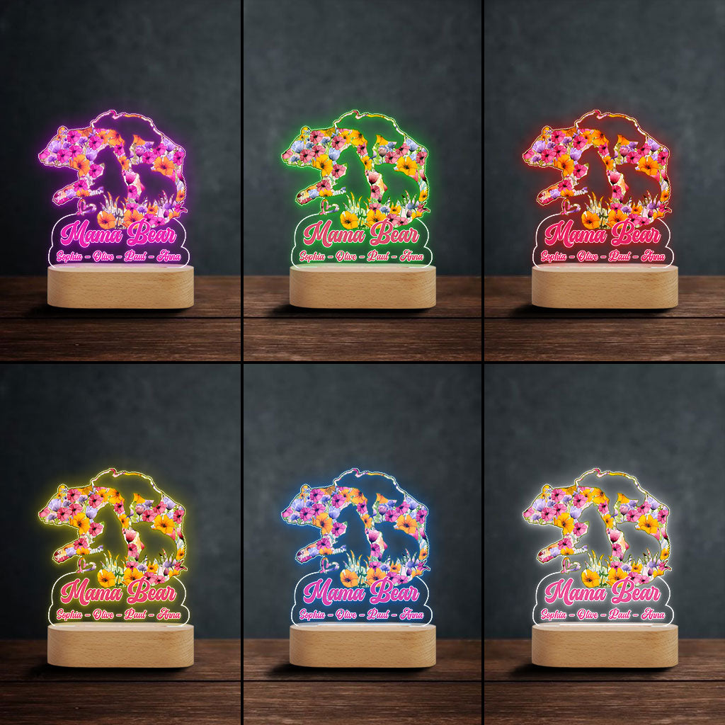 Plaque lumineuse personnalisée en forme de maman ours - Socle lumineux « Maman Ours »