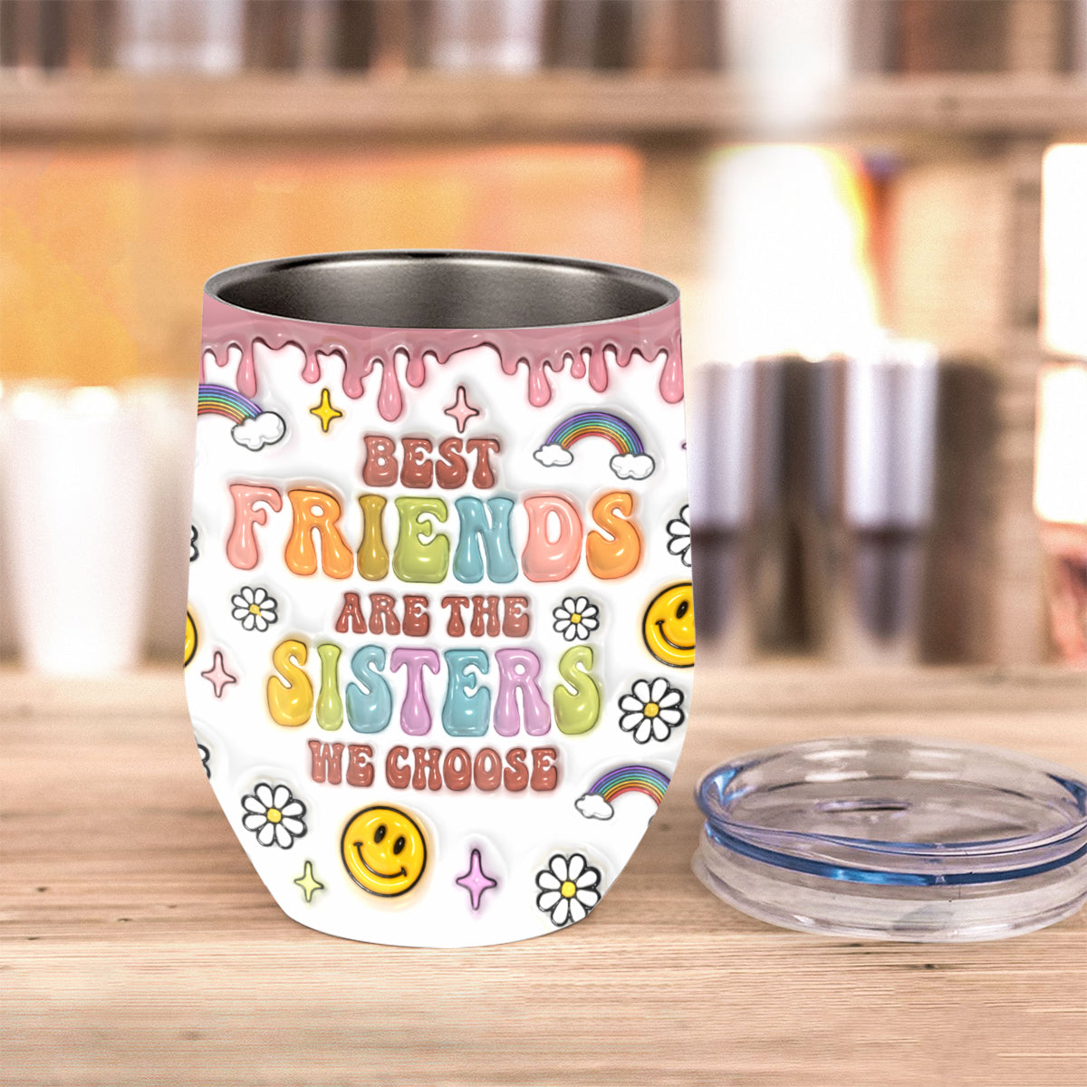 Friends Are The Sisters We Choose - Personalized Bestie Wine Tumbler