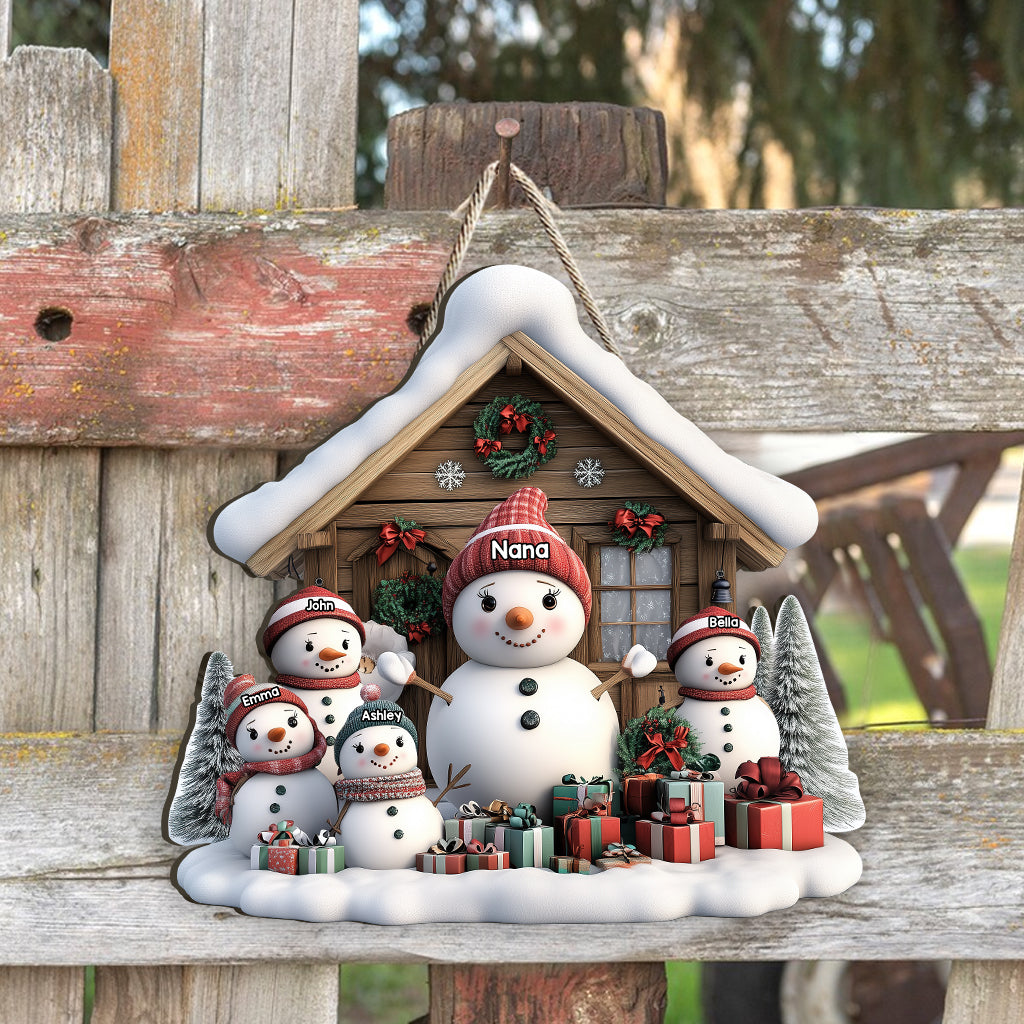 Any Title Cute Snowman - Personalized Grandma Custom Shaped Wood Sign