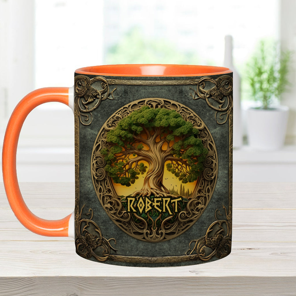Mug personnalisé style rustique inspiré de la mythologie scandinave et de l'Arbre de Vie - Mug à accent irlandais