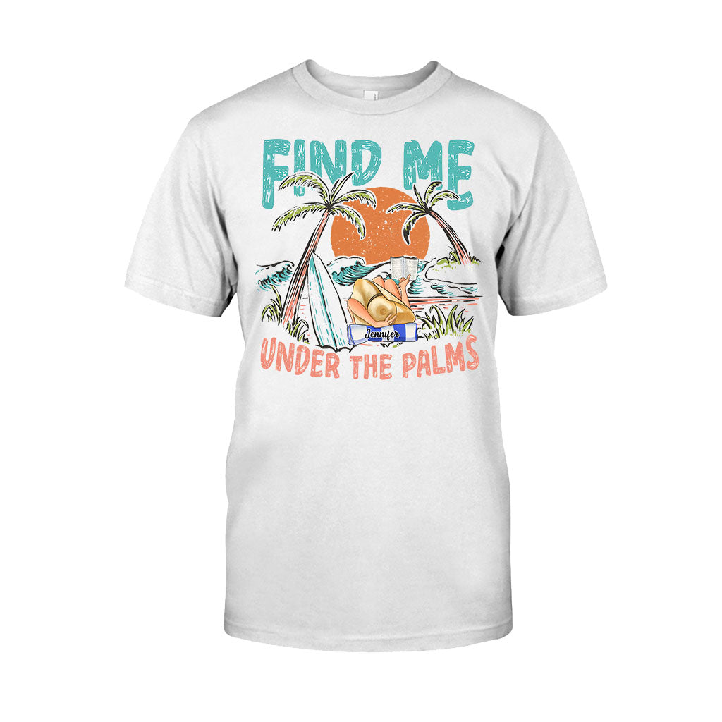 Retrouve-moi sous les palmiers, fille qui lit - T-shirt et sweat à capuche personnalisés « Amoureuse de la mer »