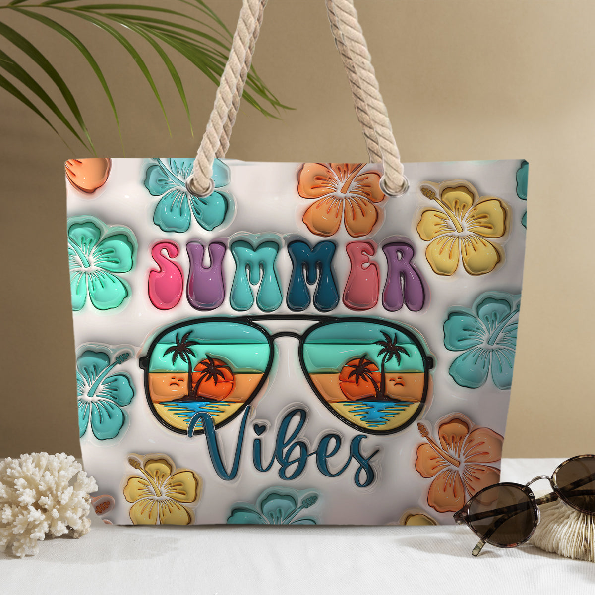 Ambiance estivale - Sac de plage personnalisé pour amoureux de la mer