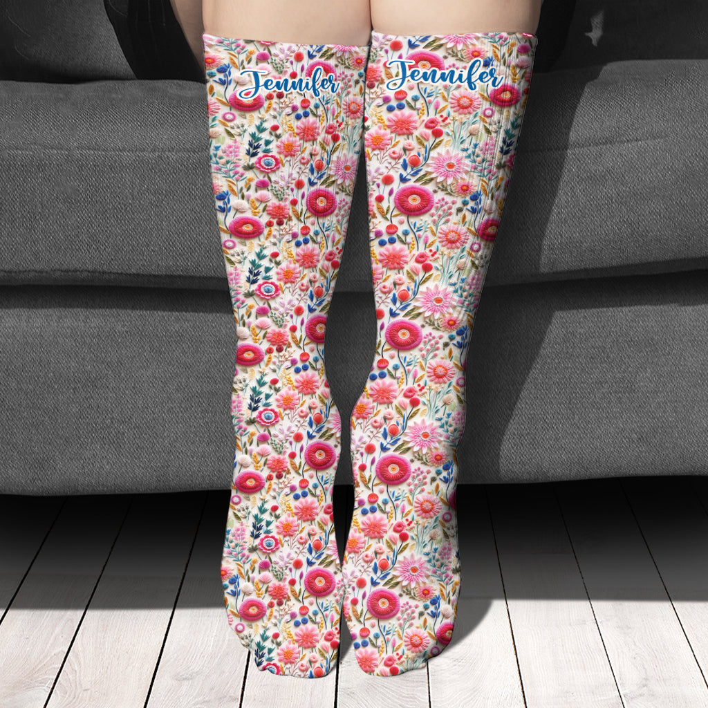 Si vous pouvez lire ceci, cette infirmière est hors service - Chaussettes d'infirmière personnalisées à motif floral