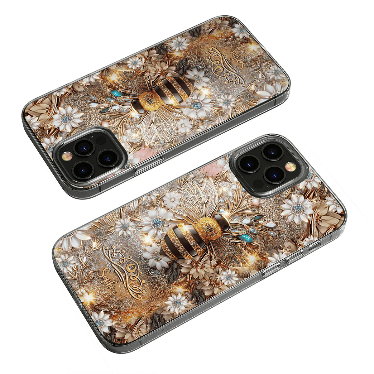 Coque de téléphone transparente personnalisée Queen Bee - Abeille