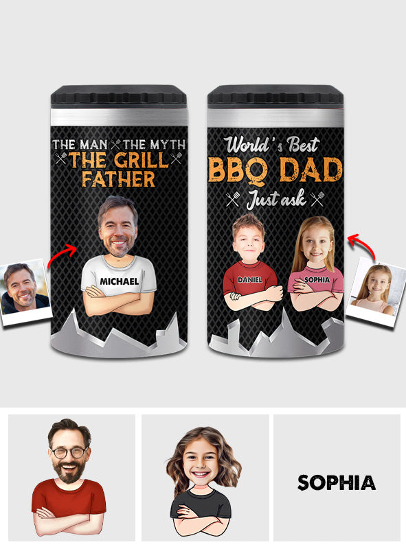 L'homme, le mythe, le papa barbecue - Refroidisseur de canettes personnalisé pour papa
