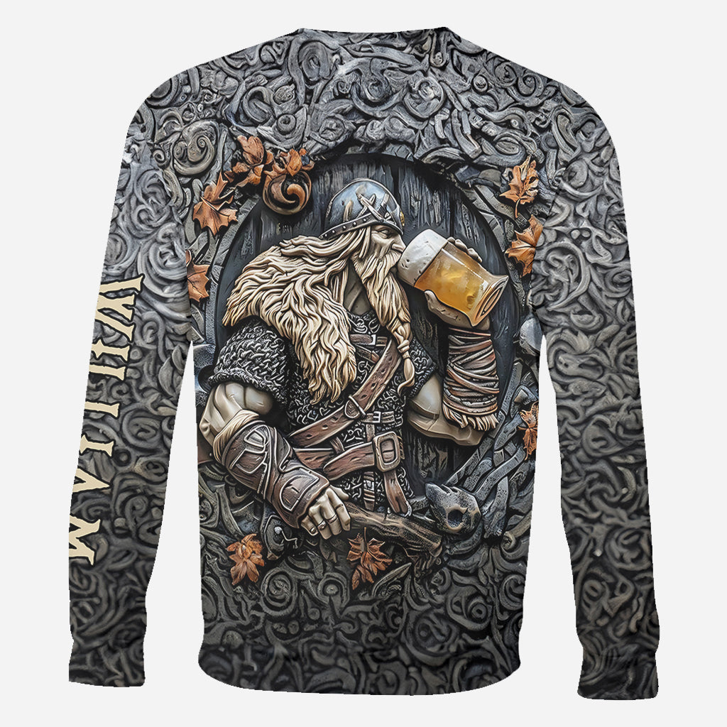 Légende du guerrier viking buveur - T-shirt viking personnalisé intégral