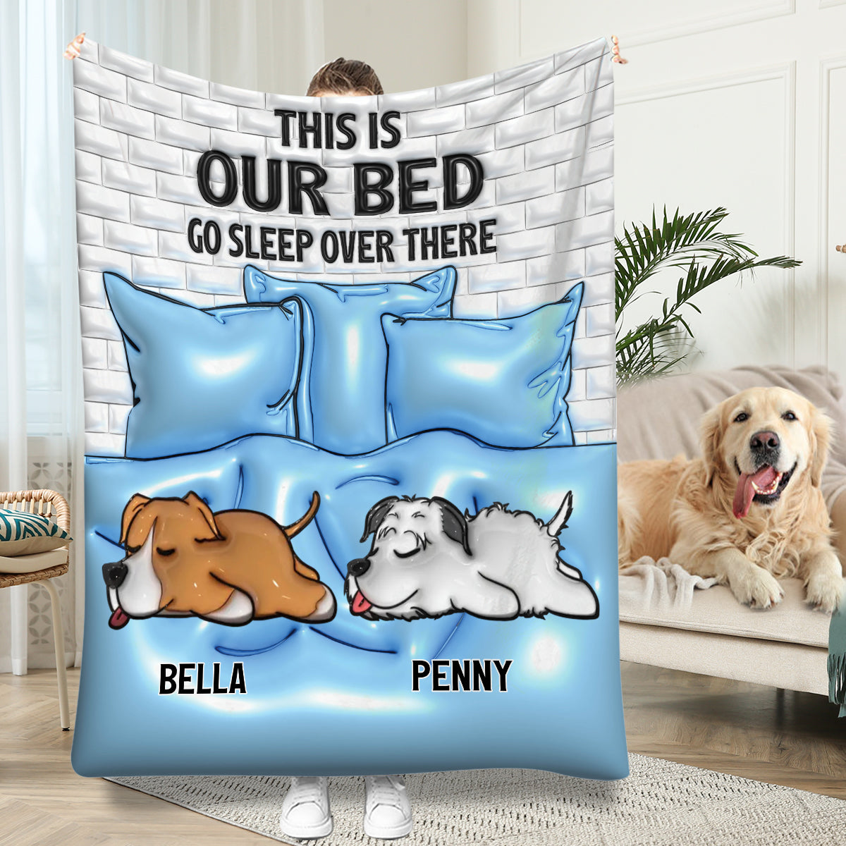 Ceci est mon lit - Couverture personnalisée pour chien