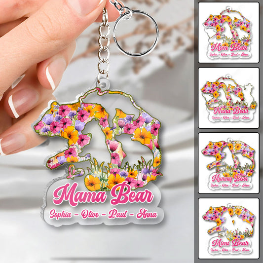 Maman Ours - Porte-clés transparent personnalisé Maman Ours