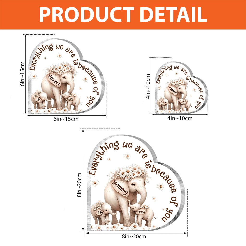 Éléphant mignon - Plaque acrylique personnalisée pour grand-mère