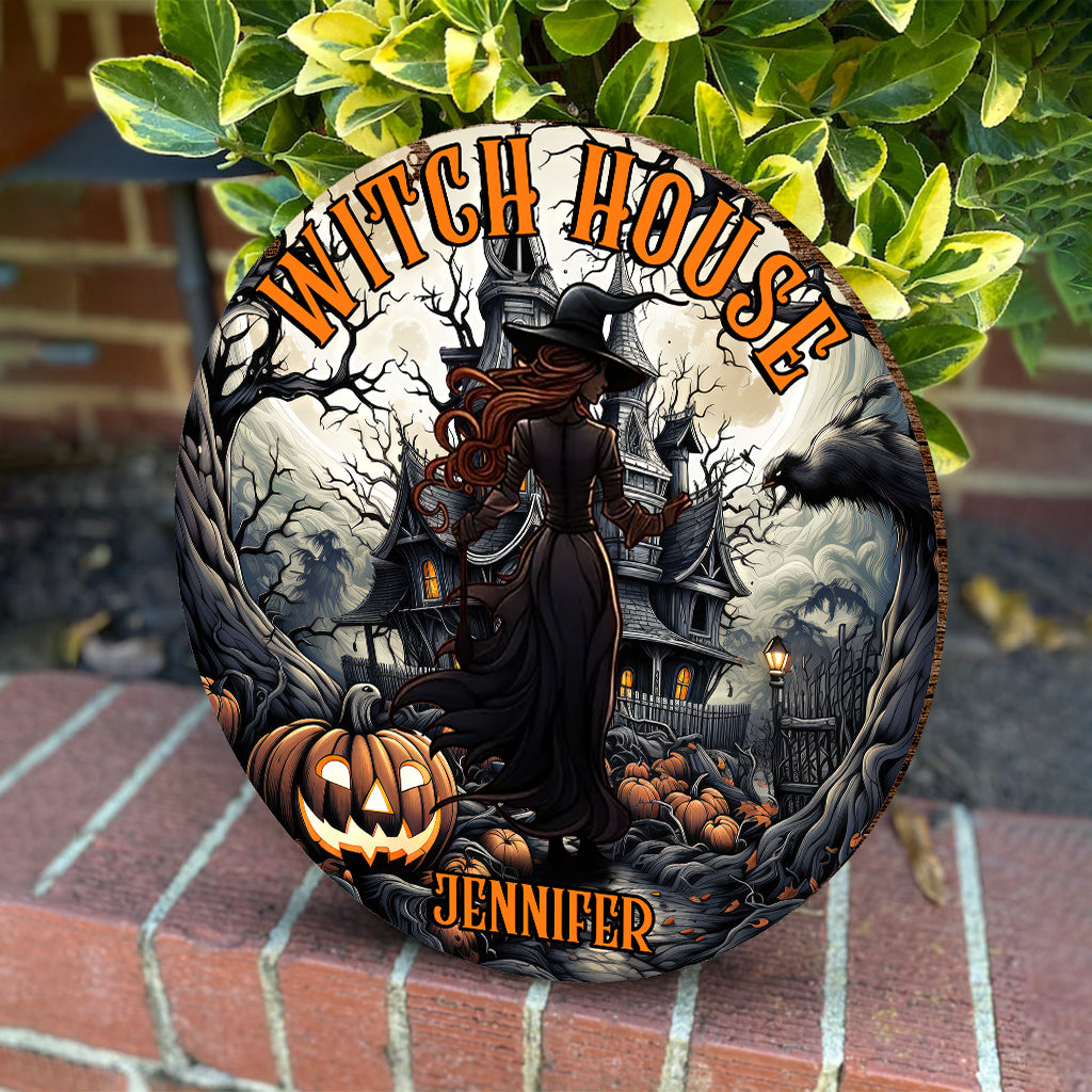 Witch House - Personalized Witch Round Wood Sign