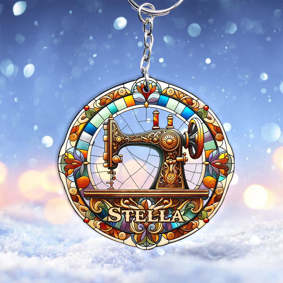 Machine à coudre colorée - Porte-clés de couture personnalisé