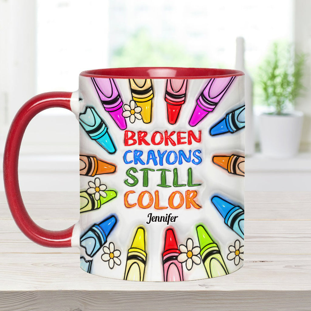Mug personnalisé « Crayons cassés, mais toujours colorés » pour la prévention du suicide