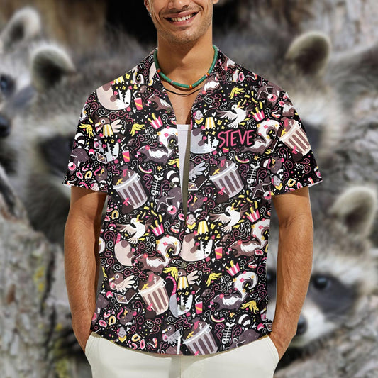 Mon animal totem mange des ordures - Chemise hawaïenne personnalisée avec un raton laveur