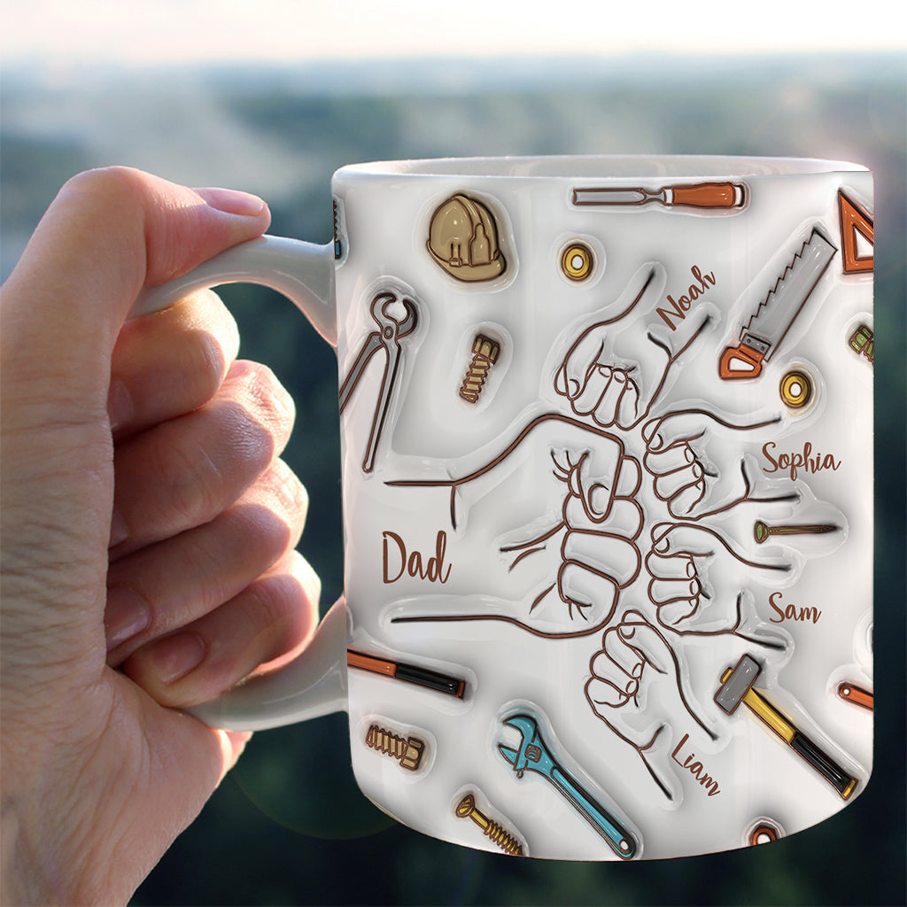 Mug personnalisé « Père et enfants se font un check » - Mug papa