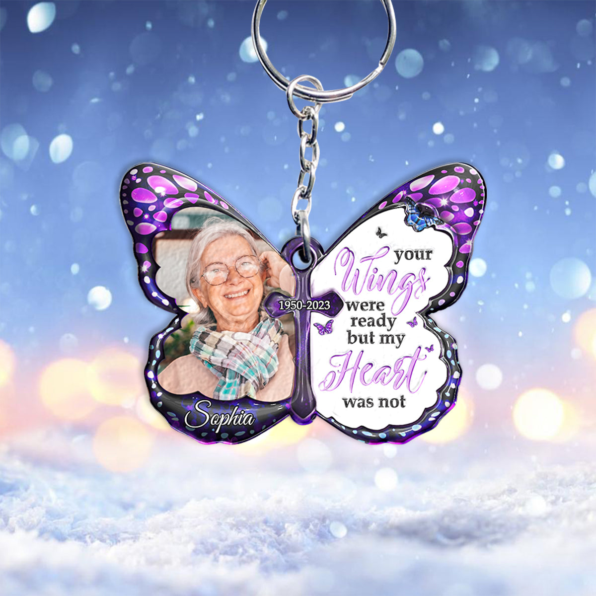Your Wings Were Ready But My Heart Was Not - Personalized Memorial Keychain