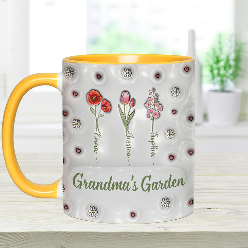 Fleurs du mois de naissance - Jardin de grand-mère - Mug personnalisé pour grand-mère