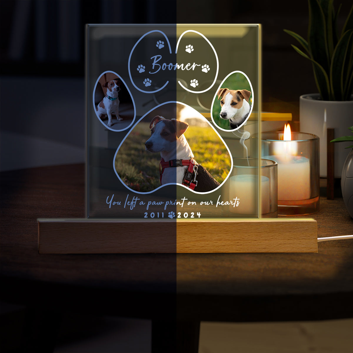Tu as laissé une empreinte de patte - Veilleuse LED personnalisée en forme de chien