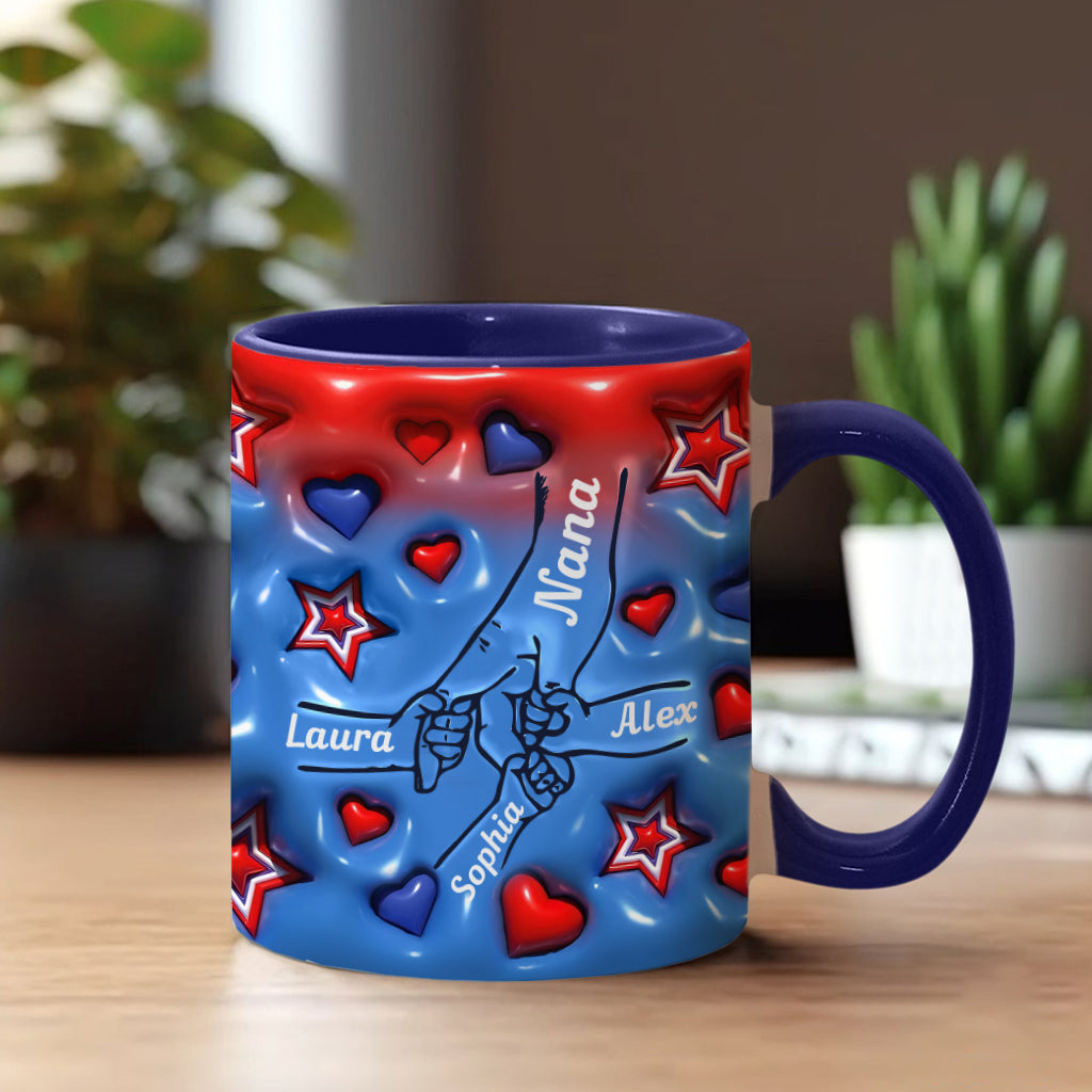 Mug personnalisé « Grand-mère et ses petits-enfants se tenant la main »