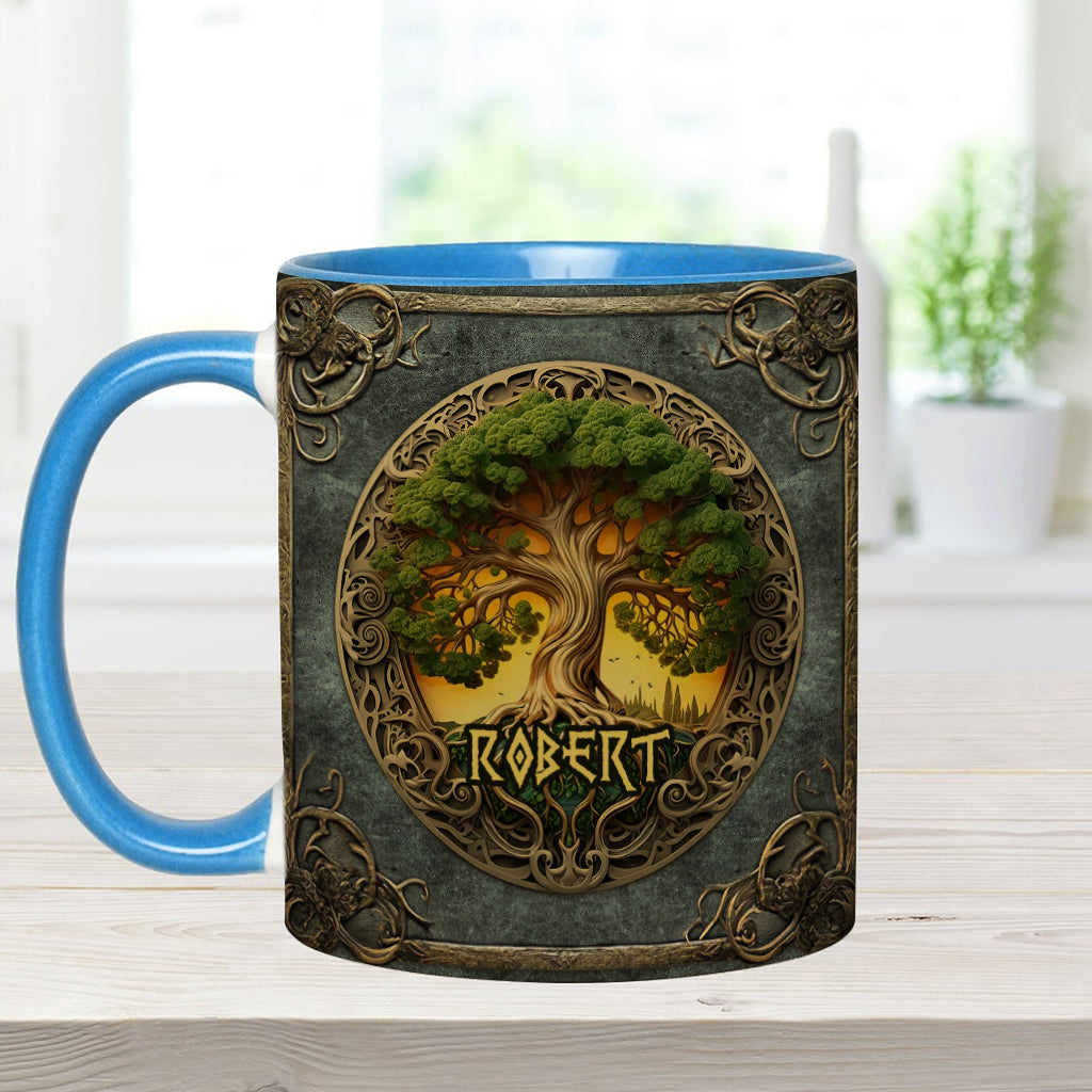 Mug personnalisé style rustique inspiré de la mythologie scandinave et de l'Arbre de Vie - Mug à accent irlandais