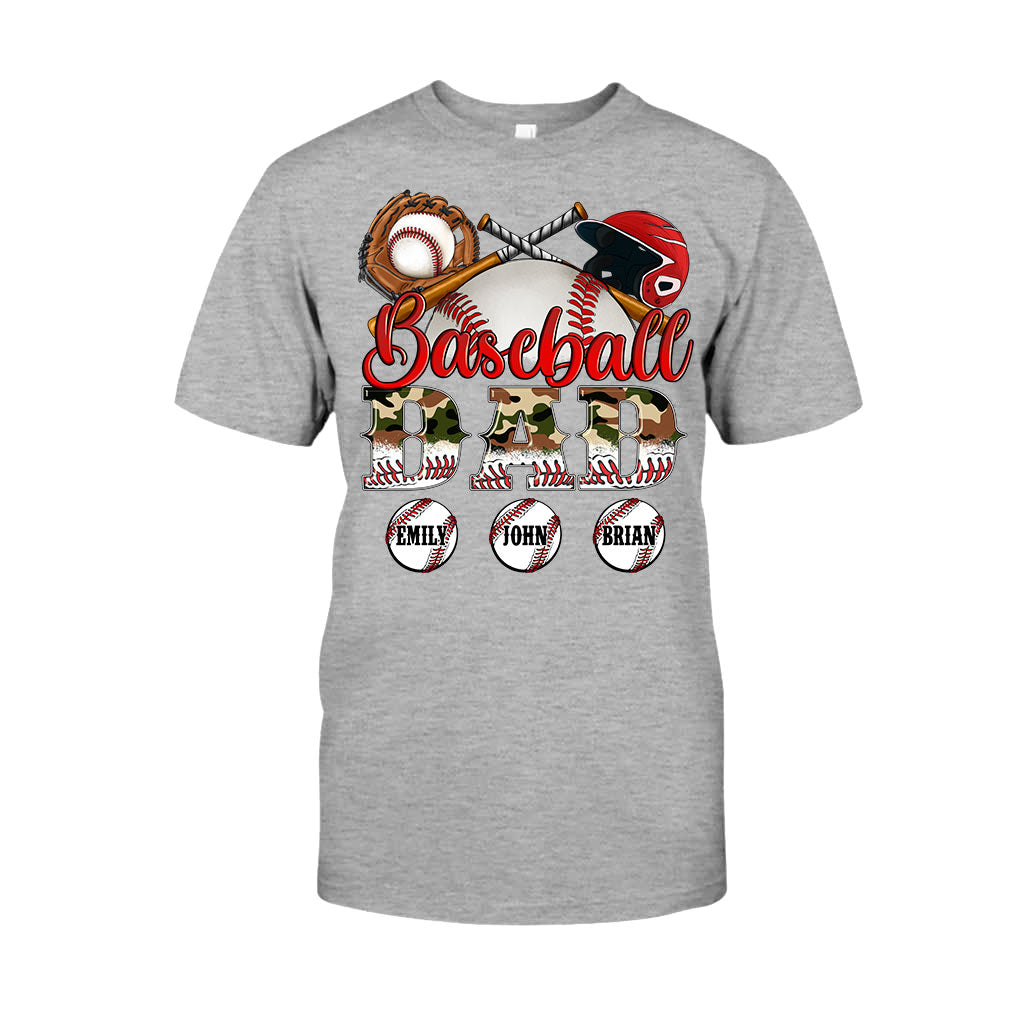 Meilleur papa de joueur de baseball au monde - T-shirt et sweat à capuche camouflage personnalisés - Sweat à capuche