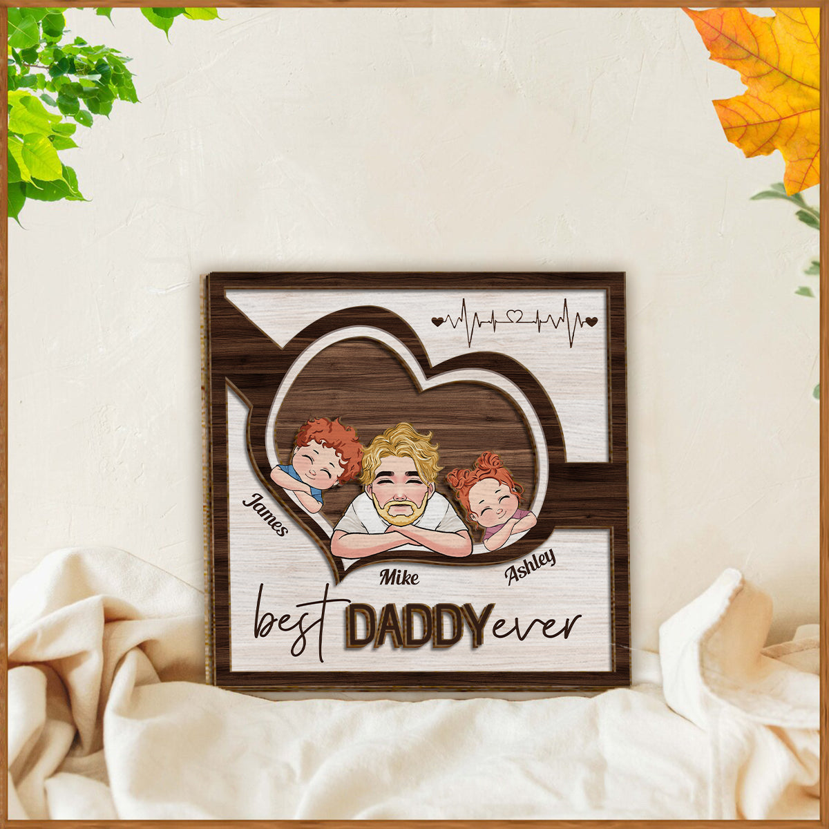 Best Dad Ever - Personalized Father 2 Layered Wood Sign / Wood Plaque