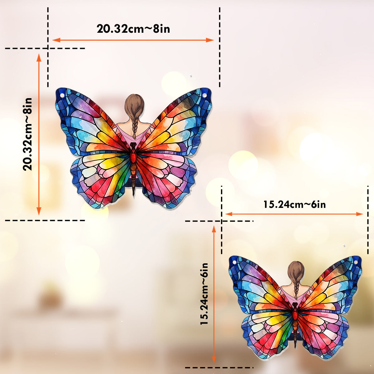 Papillon Fille - Décoration attrape-soleil papillon personnalisée à suspendre à la fenêtre 