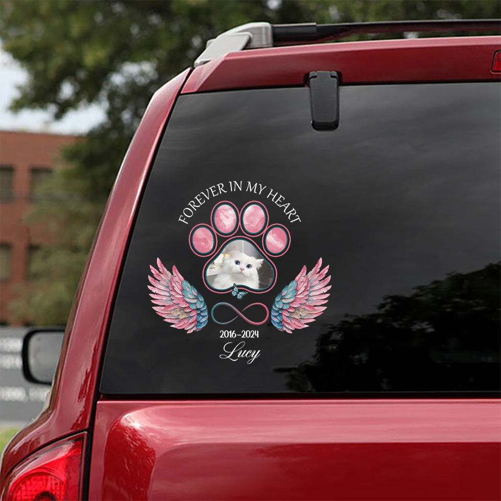 Pour toujours dans mon cœur - Autocollant personnalisé pour chien découpé à la forme