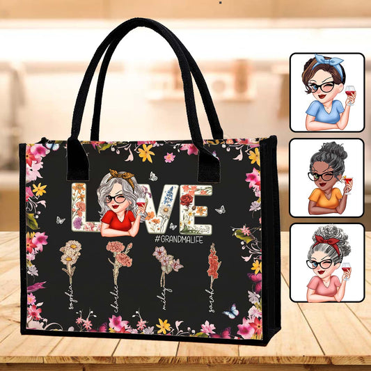 J'aime la vie de grand-mère - Sac fourre-tout en toile personnalisé pour grand-mère