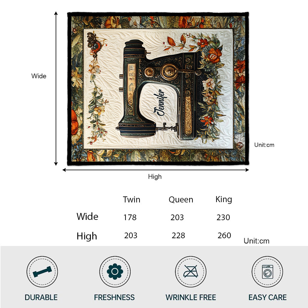 Vintage Sewing Machine - Personalized Sewing Quilt
