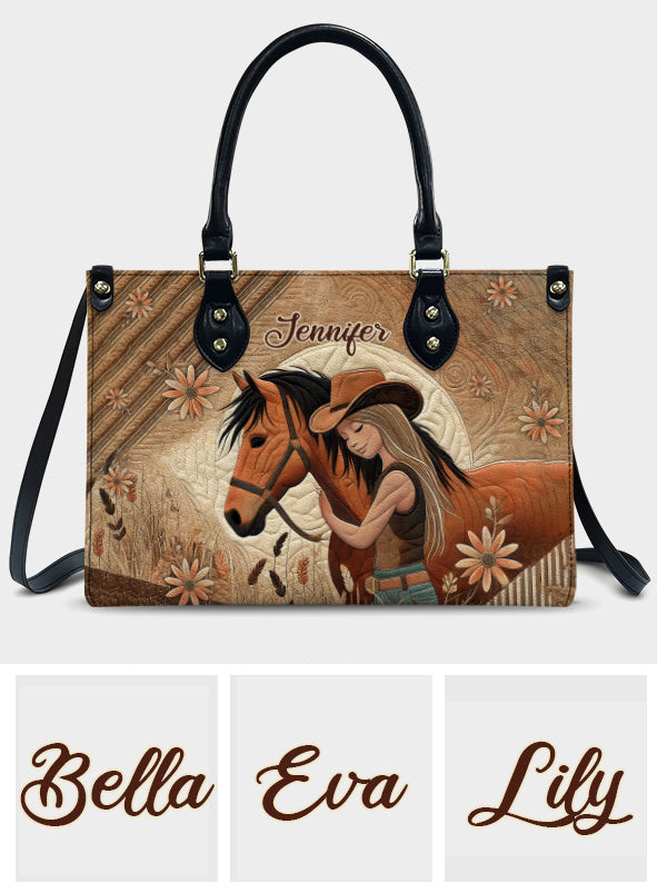 Amoureux des chevaux - Sac à main en cuir personnalisé à motif cheval