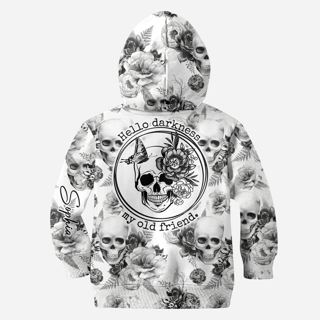 Sweat à capuche et legging personnalisés à motif crâne et roses roses