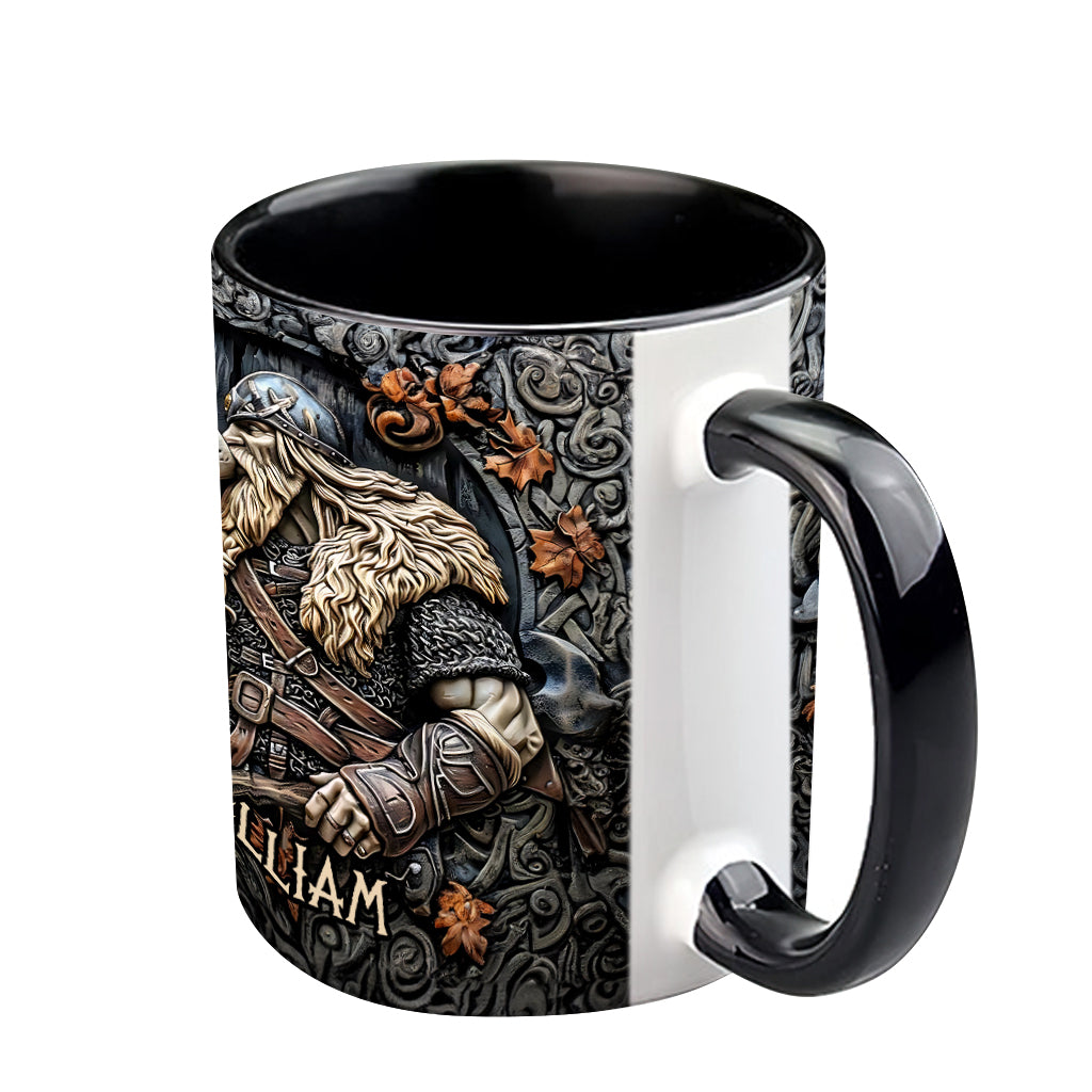 Légende des guerriers vikings buvant du whisky : Levez votre corne ! - Mug personnalisé à accent viking
