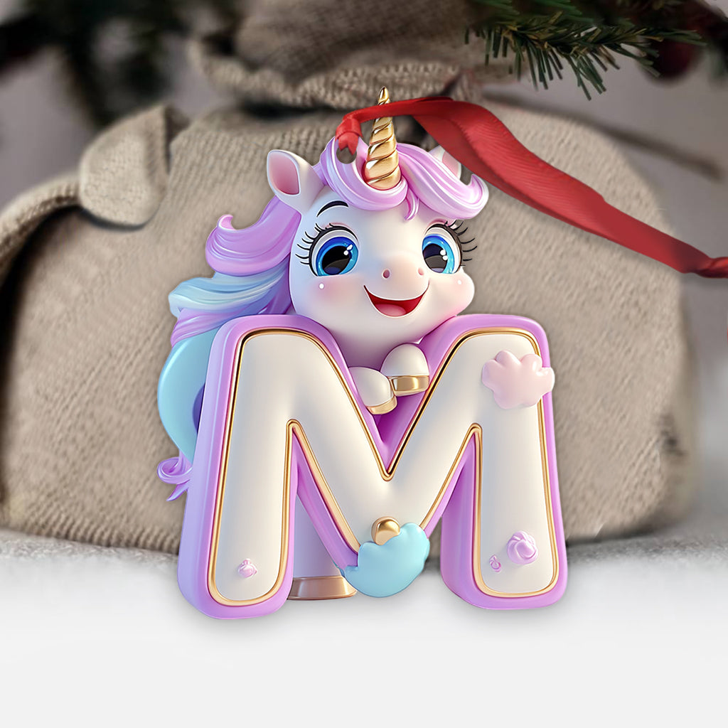 Ornement lettre licorne mignon - Ornement personnalisé pour enfant