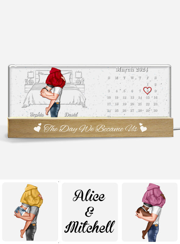 Le jour où nous sommes devenus nous - Veilleuse LED personnalisée pour couple