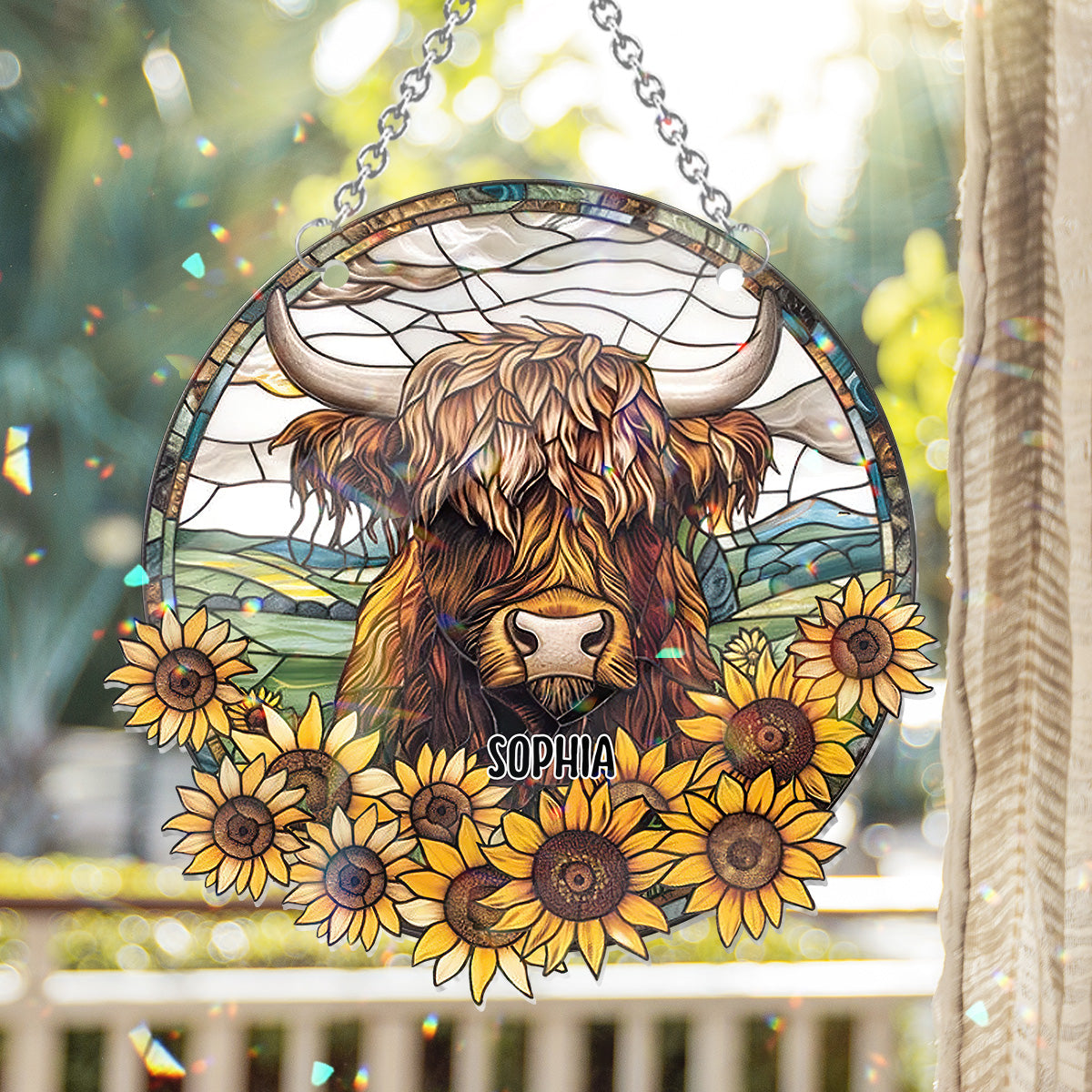 Tournesol « Bébé vache » - Ornement attrape-soleil personnalisé à suspendre à la fenêtre 