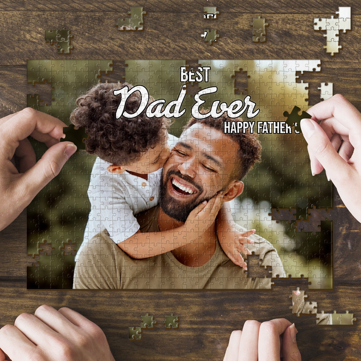 Meilleur papa du monde ! Bonne fête des pères ! Puzzle personnalisé pour papa