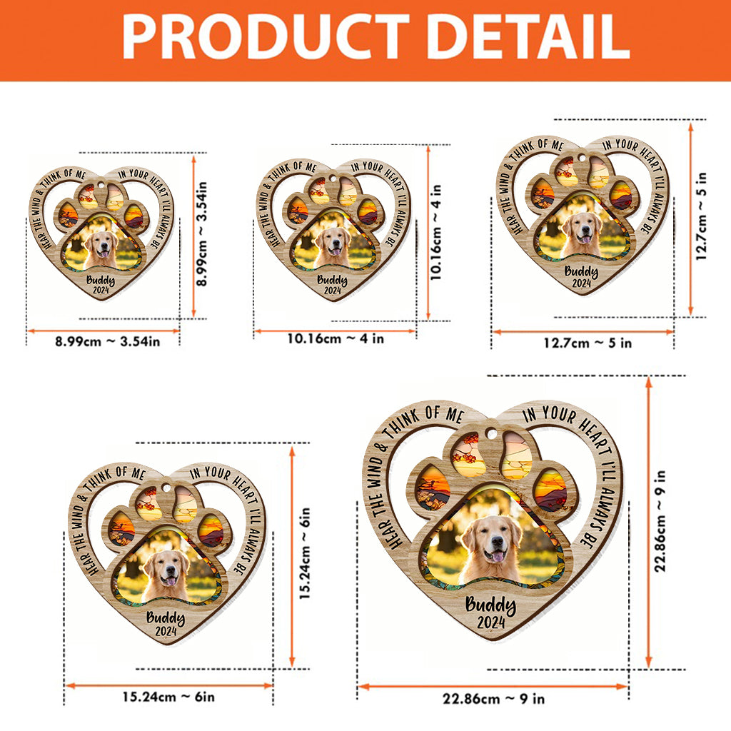 Écoute le vent et pense à moi - Carillon éolien personnalisé pour chien