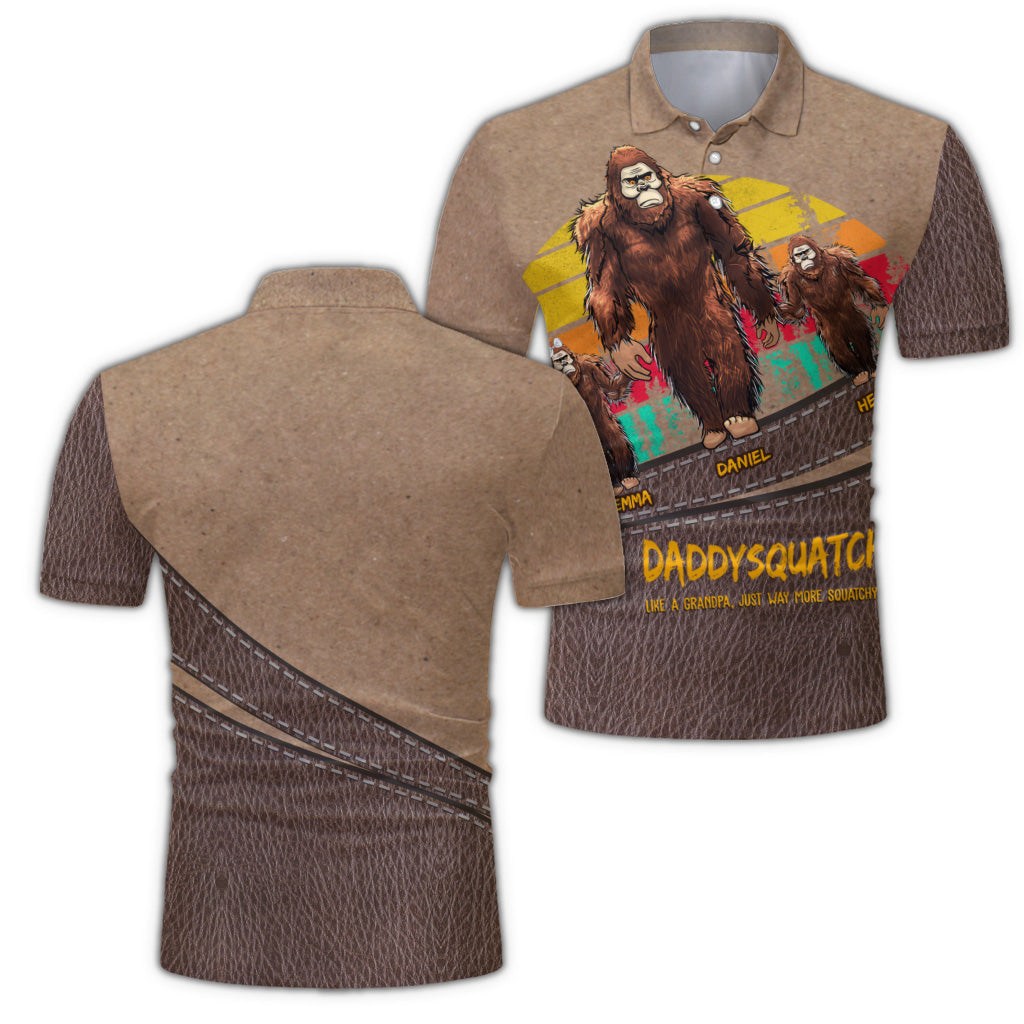 T-shirt polo personnalisé Dadsquatch pour papa