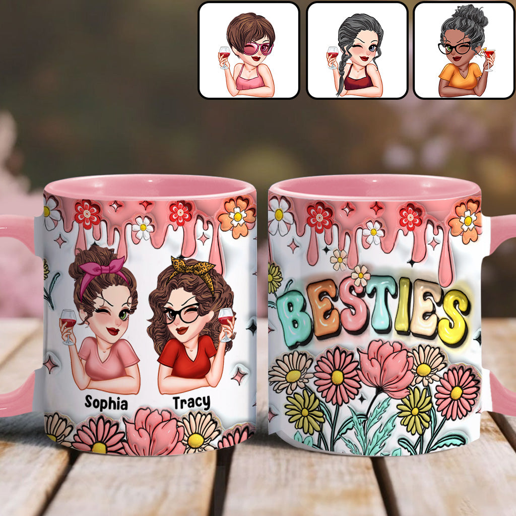 Meilleures amies pour toujours - Mug personnalisé Bestie Forever Floral