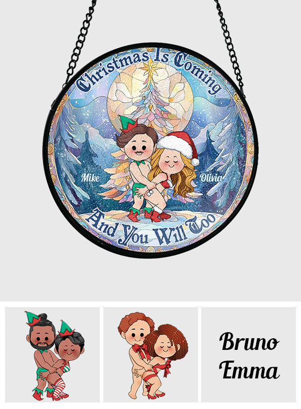 Noël approche - Attrape-soleil en vitrail personnalisé pour couple